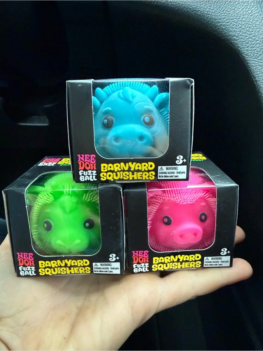 Barnyard Squishers Fuzz Ball Trio - Blue, Green, Pink